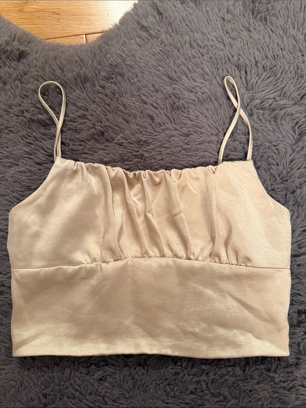 Zara Gold Champagne Satin Crop Top Size XS